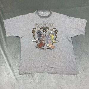VTG Branson Graphic T Shirt Cowboy Boots USA Single Stitch XL